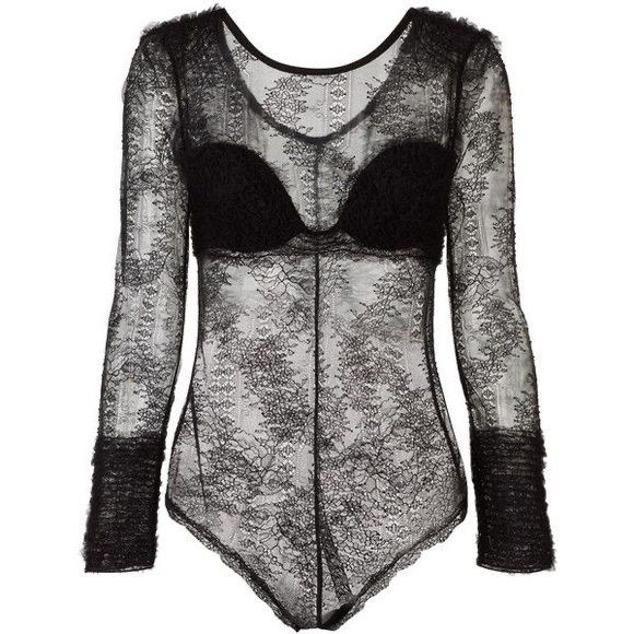La Perla Black Lace Frills Long Sleeve Bodysuit - Picture 1 of 8